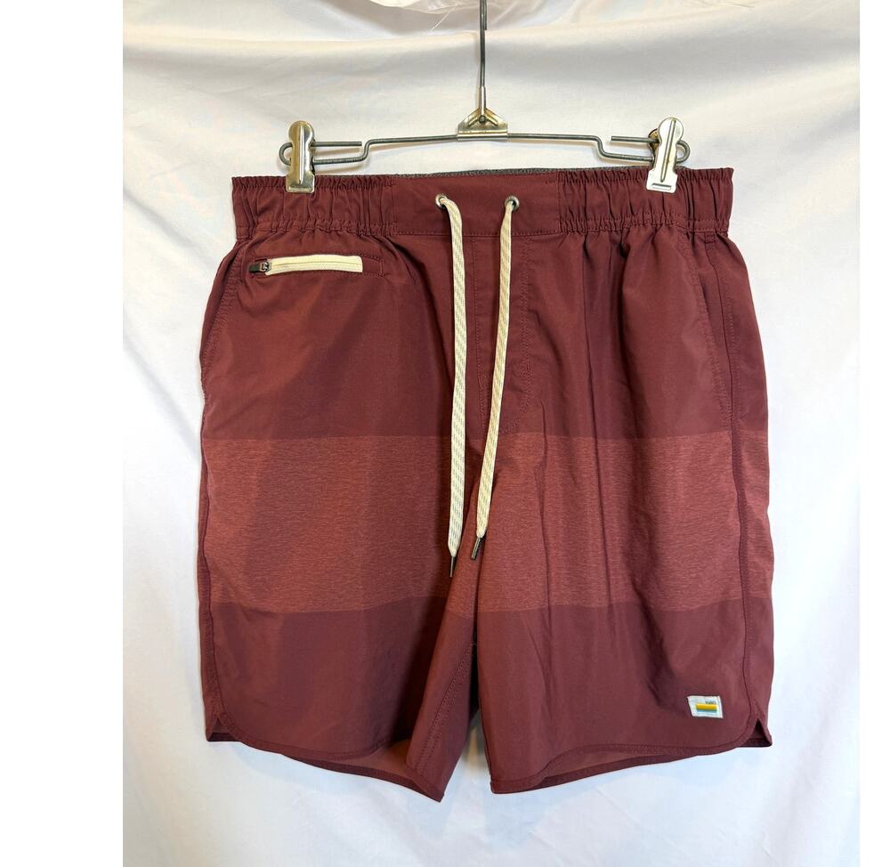 Men's Vuori Banks Athletic Shorts 7" Inseam, Medium, Burgundy Red